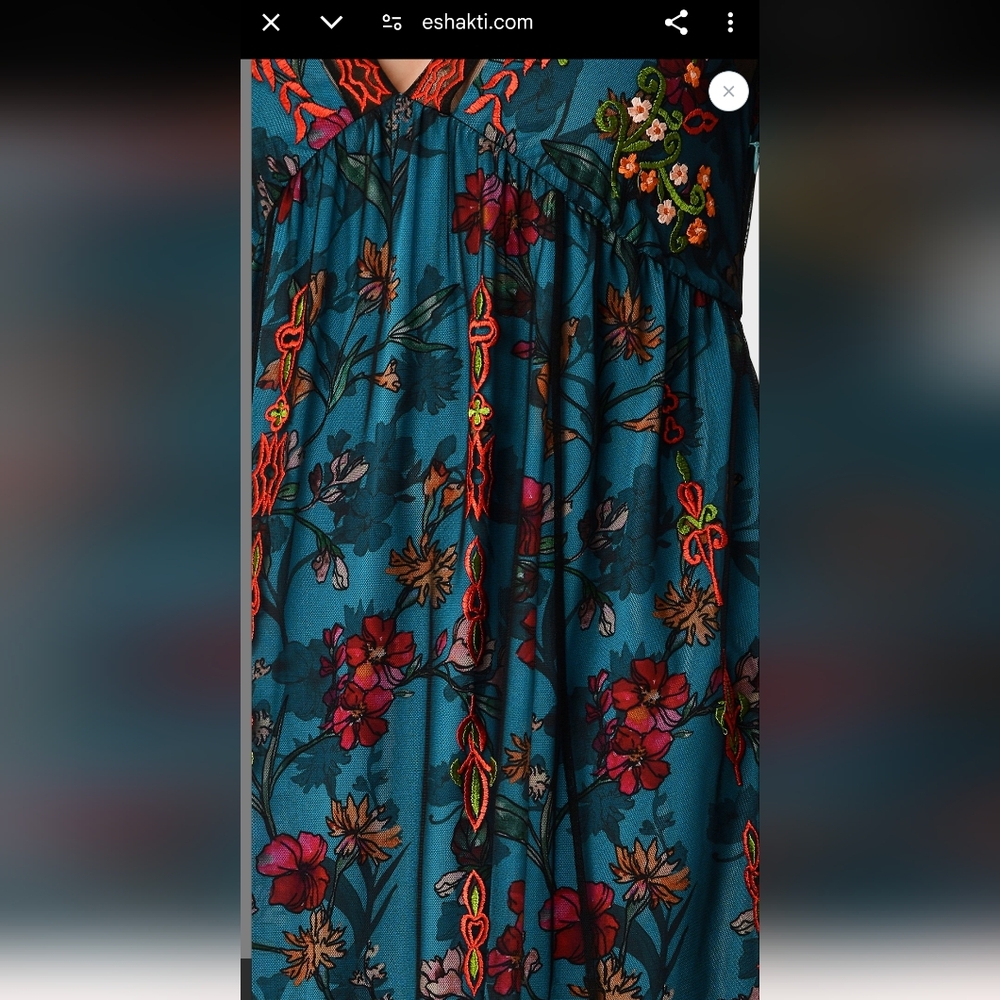 Eshakti Embellished Tulle Floral Print Georgette Empire Dress Size S - Picture 14 of 16